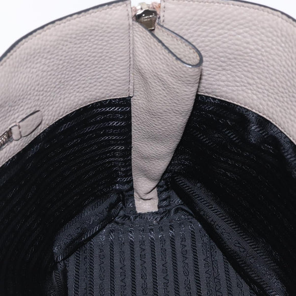 PRADA Side Zip Tote Bag Leather Gray Silver 1BG099 Auth am13295V