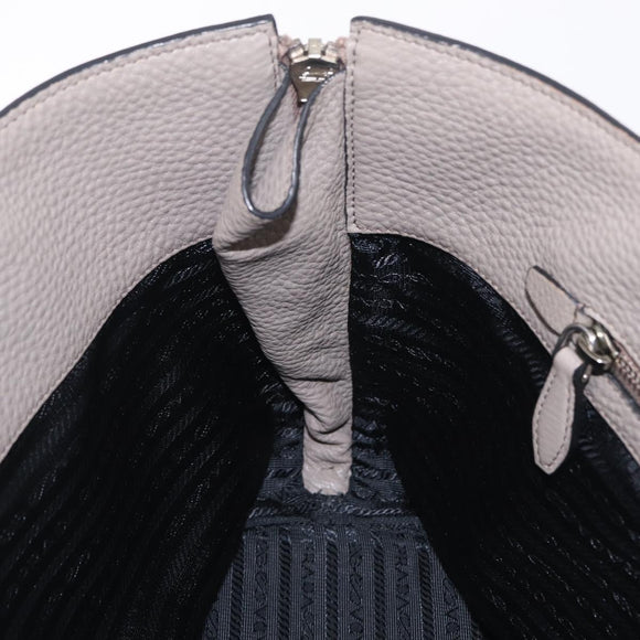 PRADA Side Zip Tote Bag Leather Gray Silver 1BG099 Auth am13295V