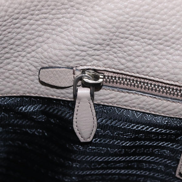 PRADA Side Zip Tote Bag Leather Gray Silver 1BG099 Auth am13295V