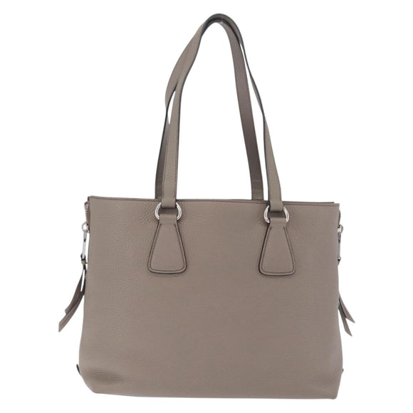 PRADA Side Zip Tote Bag Leather Gray Silver 1BG099 Auth am13295V