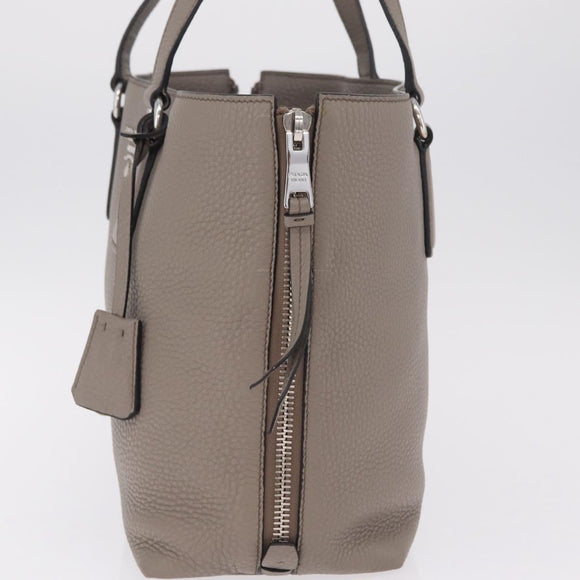 PRADA Side Zip Tote Bag Leather Gray Silver 1BG099 Auth am13295V
