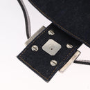 FENDI Denim Beads Mamma Baguette Shoulder Bag Navy Silver Auth am13296SAM-18