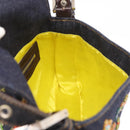 FENDI Denim Beads Mamma Baguette Shoulder Bag Navy Silver Auth am13296SAM-24