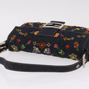 FENDI Denim Beads Mamma Baguette Shoulder Bag Navy Silver Auth am13296SAM-6