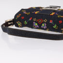 FENDI Denim Beads Mamma Baguette Shoulder Bag Navy Silver Auth am13296SAM-7