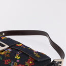 FENDI Denim Beads Mamma Baguette Shoulder Bag Navy Silver Auth am13296SAM-8