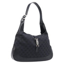 GUCCI GG Canvas Jackie Shoulder Bag Black Silver 001 3346 Auth am13297V-1