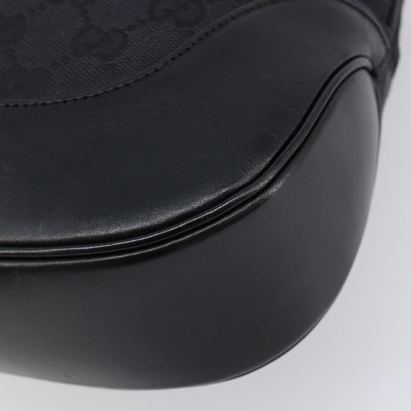 GUCCI GG Canvas Jackie Shoulder Bag Black Silver 001 3346 Auth am13297V