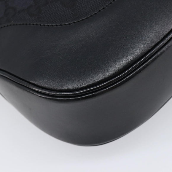 GUCCI GG Canvas Jackie Shoulder Bag Black Silver 001 3346 Auth am13297V