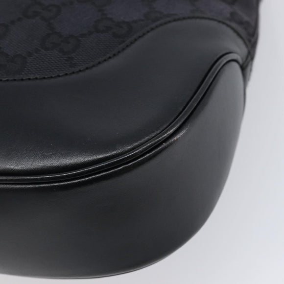 GUCCI GG Canvas Jackie Shoulder Bag Black Silver 001 3346 Auth am13297V