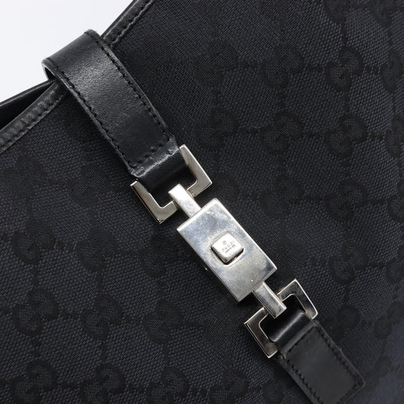GUCCI GG Canvas Jackie Shoulder Bag Black Silver 001 3346 Auth am13297V