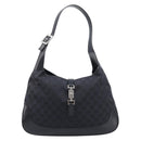 GUCCI GG Canvas Jackie Shoulder Bag Black Silver 001 3346 Auth am13297V-2