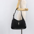 GUCCI GG Canvas Jackie Shoulder Bag Black Silver 001 3346 Auth am13297V-24