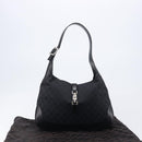 GUCCI GG Canvas Jackie Shoulder Bag Black Silver 001 3346 Auth am13297V-25