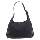 GUCCI GG Canvas Jackie Shoulder Bag Black Silver 001 3346 Auth am13297V-3
