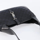 GUCCI GG Canvas Jackie Shoulder Bag Black Silver 001 3346 Auth am13297V-6
