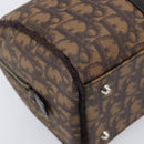 Christian Dior Trotter Canvas Romantic Hand Bag PVC Brown Silver Auth am13298V-13