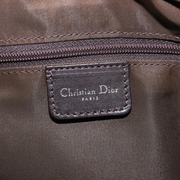 Christian Dior Trotter Canvas Romantic Hand Bag PVC Brown Silver Auth am13298V