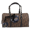 Christian Dior Trotter Canvas Romantic Hand Bag PVC Brown Silver Auth am13298V-2