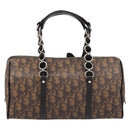 Christian Dior Trotter Canvas Romantic Hand Bag PVC Brown Silver Auth am13298V-3