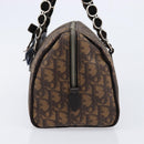 Christian Dior Trotter Canvas Romantic Hand Bag PVC Brown Silver Auth am13298V-4