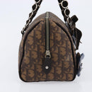 Christian Dior Trotter Canvas Romantic Hand Bag PVC Brown Silver Auth am13298V-5