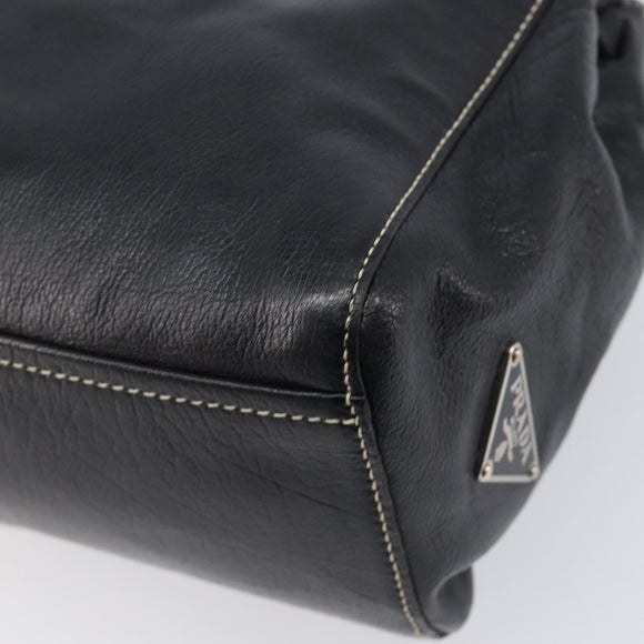 PRADA Hand Bag Leather Black Silver BR1254 Auth am13299V