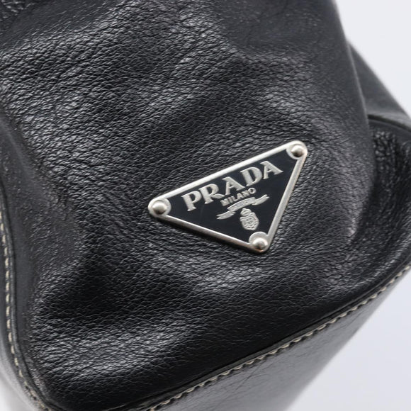PRADA Hand Bag Leather Black Silver BR1254 Auth am13299V