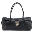 PRADA Hand Bag Leather Black Silver BR1254 Auth am13299V-2