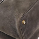 PRADA Tote Bag Suede Gray Gold Auth am13307A-12
