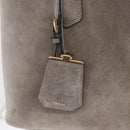 PRADA Tote Bag Suede Gray Gold Auth am13307A-15