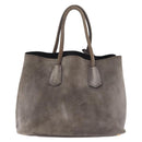 PRADA Tote Bag Suede Gray Gold Auth am13307A-3