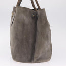 PRADA Tote Bag Suede Gray Gold Auth am13307A-4