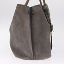 PRADA Tote Bag Suede Gray Gold Auth am13307A-5