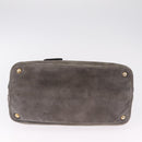 PRADA Tote Bag Suede Gray Gold Auth am13307A-9