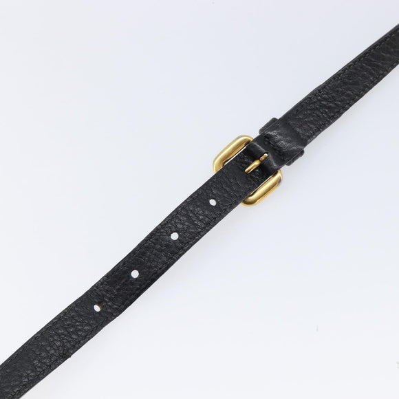 PRADA Shoulder Strap Leather Black Gold Auth am13317