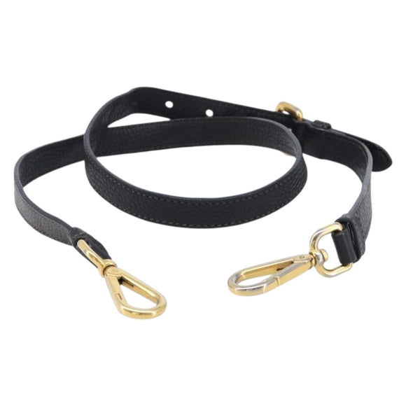 PRADA Shoulder Strap Leather Black Gold Auth am13317