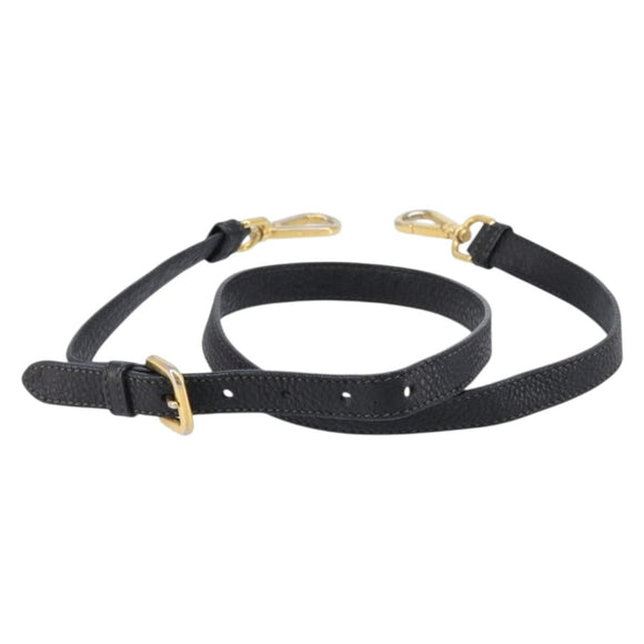 PRADA Shoulder Strap Leather Black Gold Auth am13317
