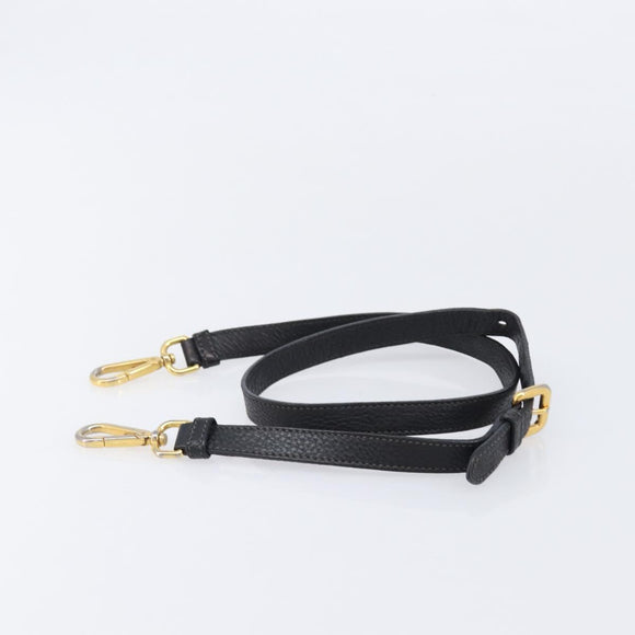 PRADA Shoulder Strap Leather Black Gold Auth am13317
