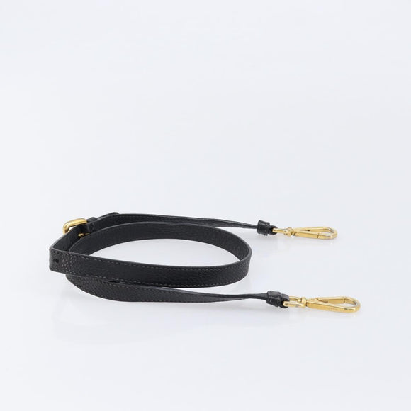PRADA Shoulder Strap Leather Black Gold Auth am13317
