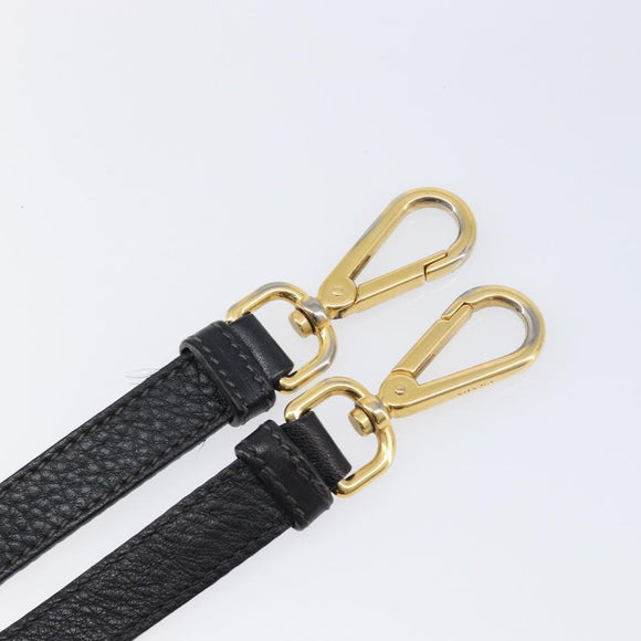 PRADA Shoulder Strap Leather Black Gold Auth am13317
