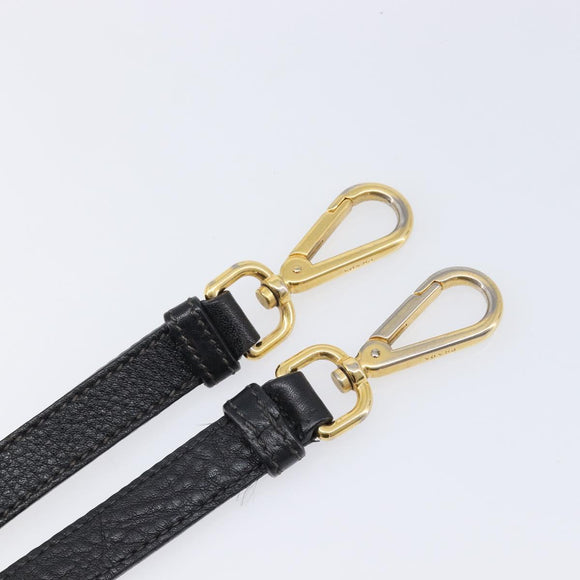 PRADA Shoulder Strap Leather Black Gold Auth am13317