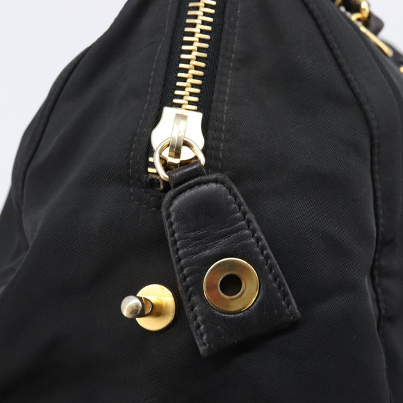 PRADA Chain Hand Bag Nylon Black Gold Auth am13324V