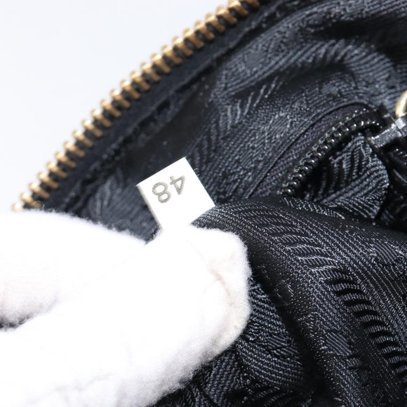 PRADA Chain Hand Bag Nylon Black Gold Auth am13324V