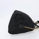 PRADA Chain Hand Bag Nylon Black Gold Auth am13324V-4