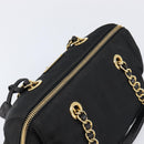PRADA Chain Hand Bag Nylon Black Gold Auth am13324V-6