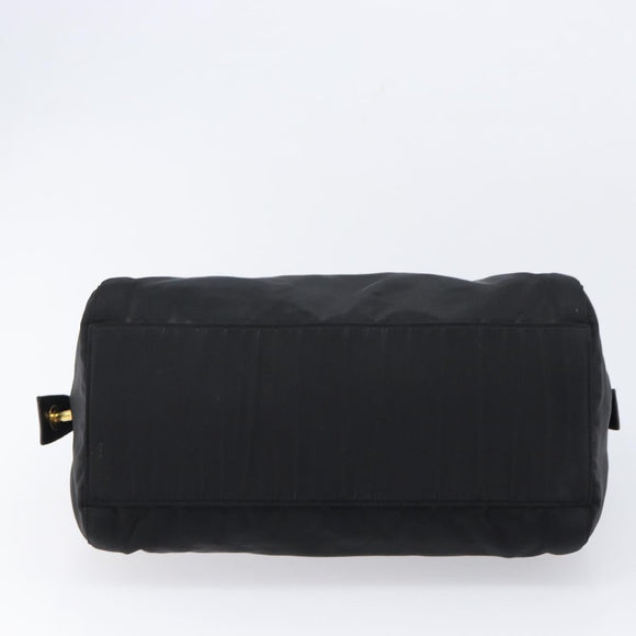 PRADA Chain Hand Bag Nylon Black Gold Auth am13324V