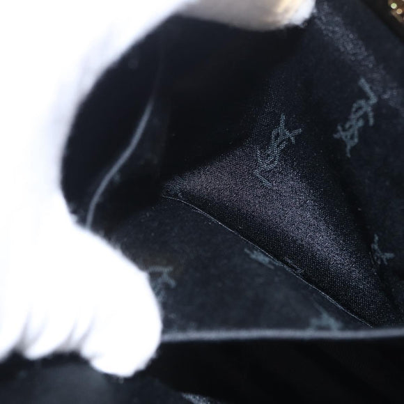 Saint Laurent Hand Bag Nylon Black Gold Auth am13325A