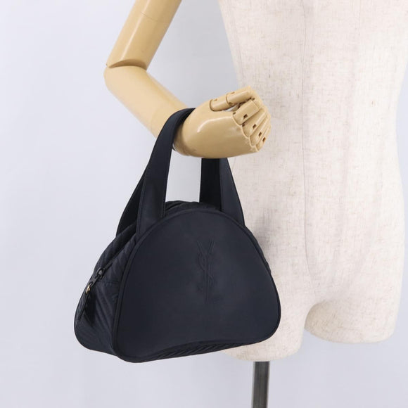 Saint Laurent Hand Bag Nylon Black Gold Auth am13325A