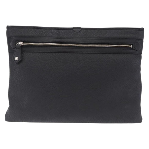 Vivienne Westwood Hamilton Orb Clutch Bag Leather Black Silver Auth am13330V